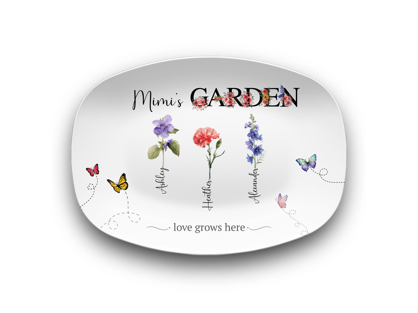 Personalized Birth Flower Garden | Platter