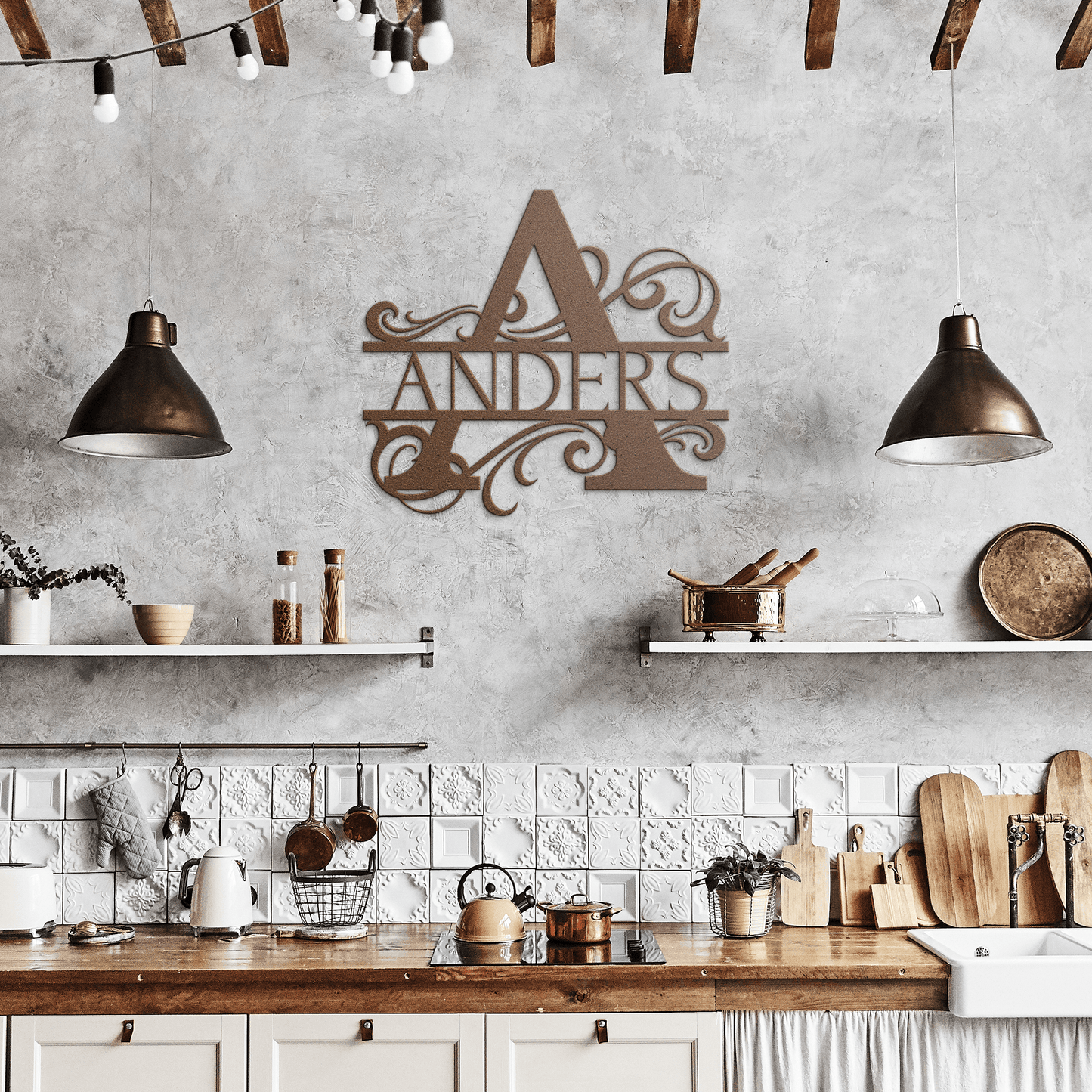 Decorative metal sign with last initial and last name. Perfect gift for couples, anniversary, wedding gift or housewarming.