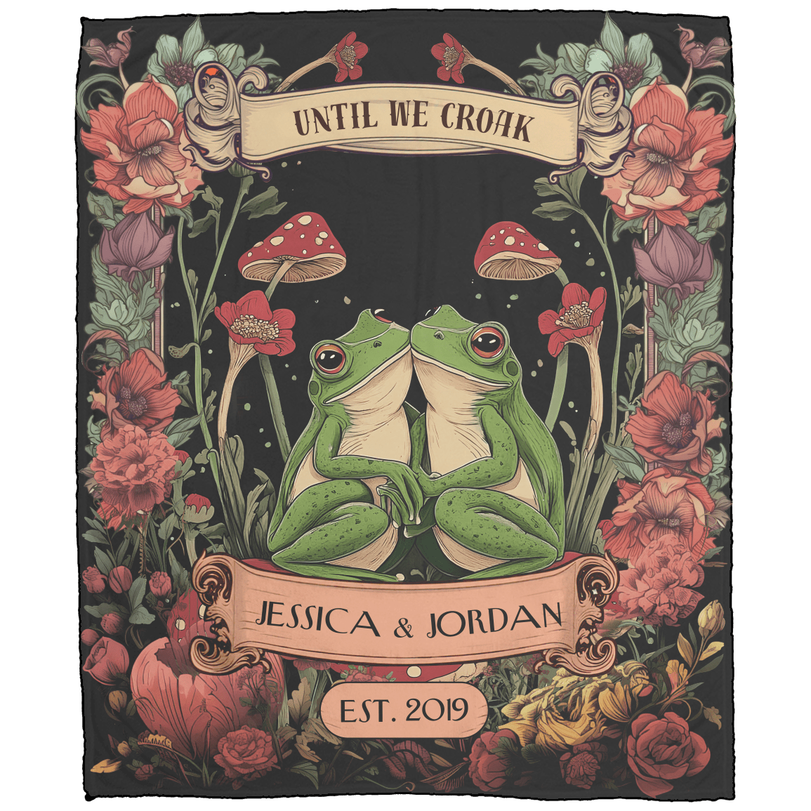 Gift for Couples Wife Husband Soulmate | Frogs in Love Blanket
