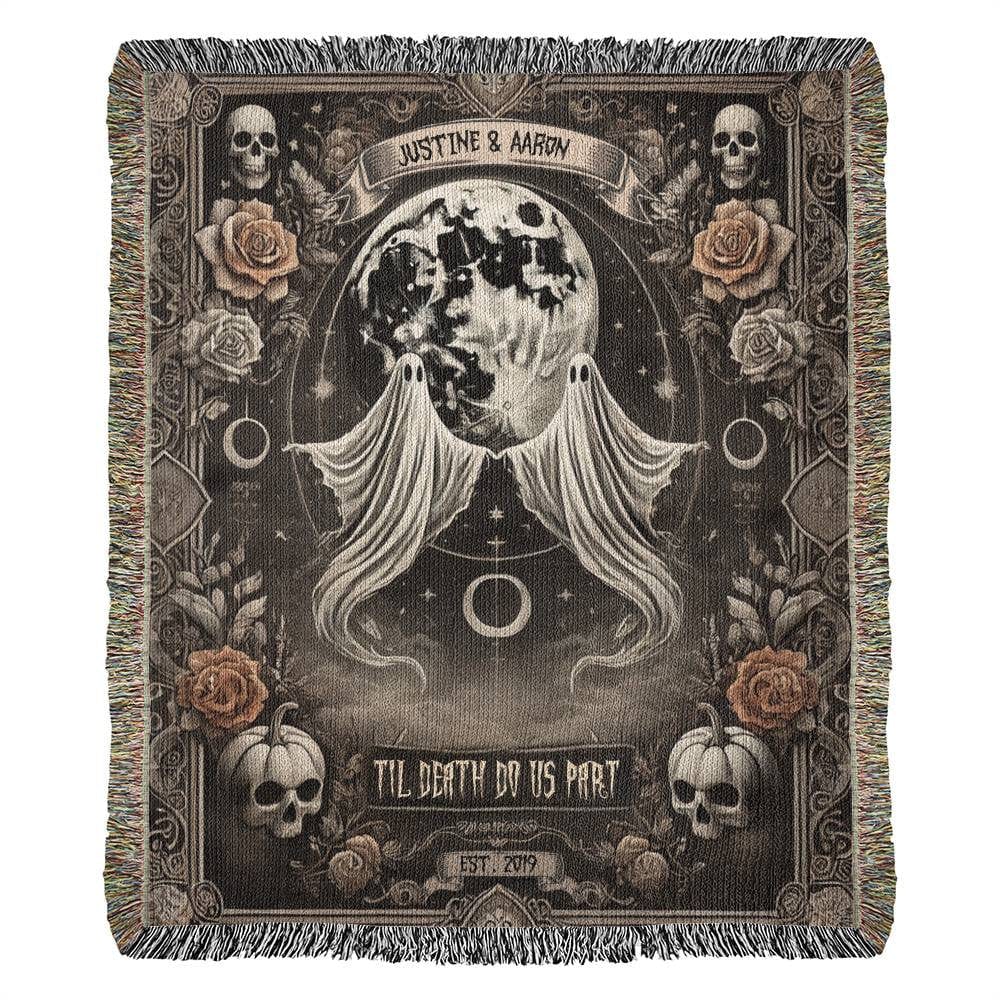 Gift for Couples Wife Husband Soulmate | 'Til Death Do Us Part Spooky Blanket