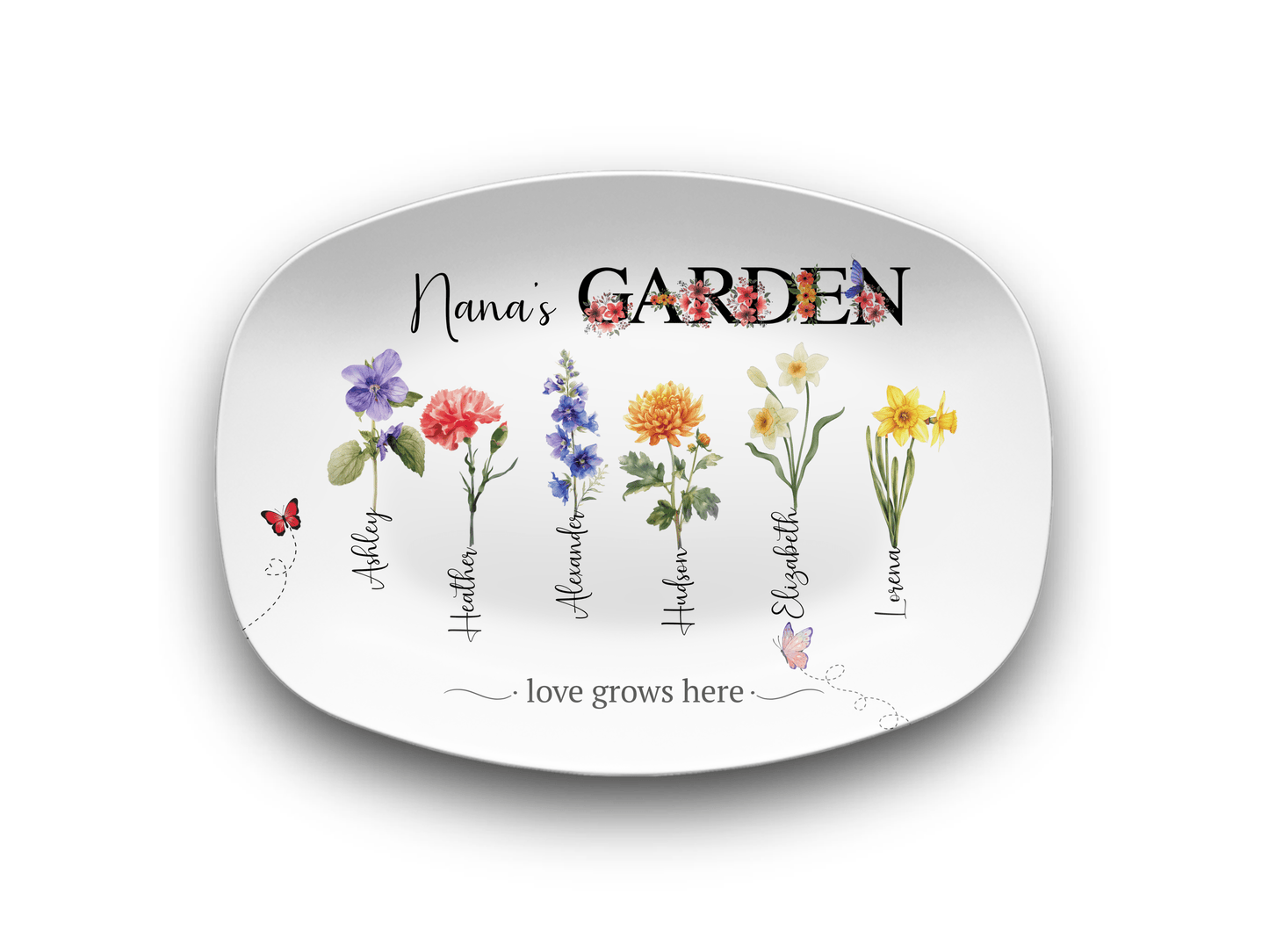 Personalized Birth Flower Garden | Platter