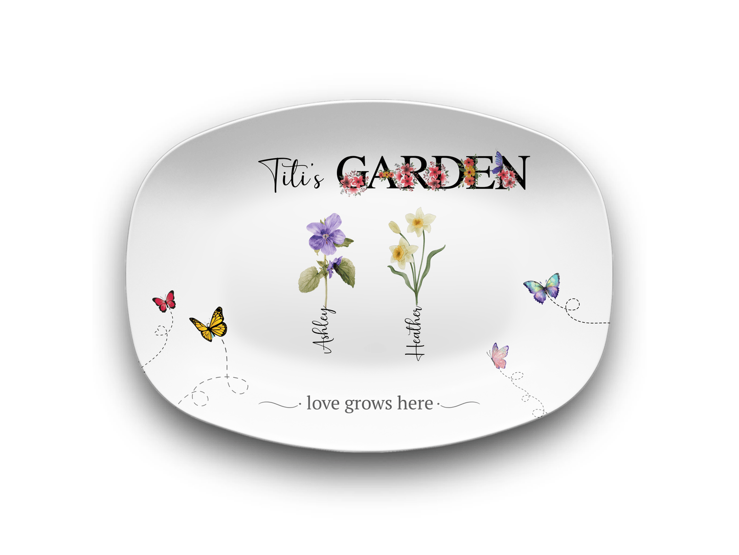 Personalized Birth Flower Garden | Platter