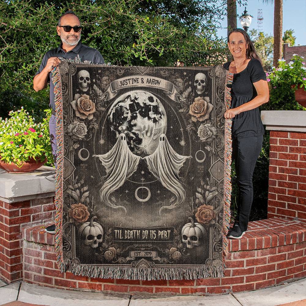 Gift for Couples Wife Husband Soulmate | 'Til Death Do Us Part Spooky Blanket
