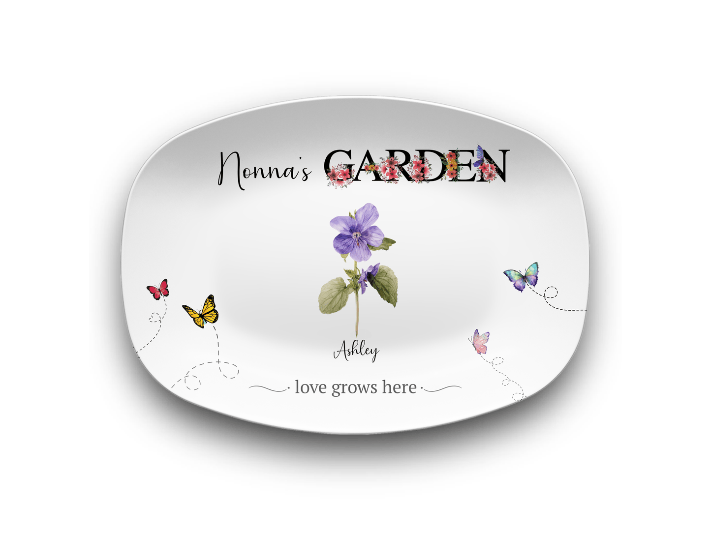 Personalized Birth Flower Garden | Platter