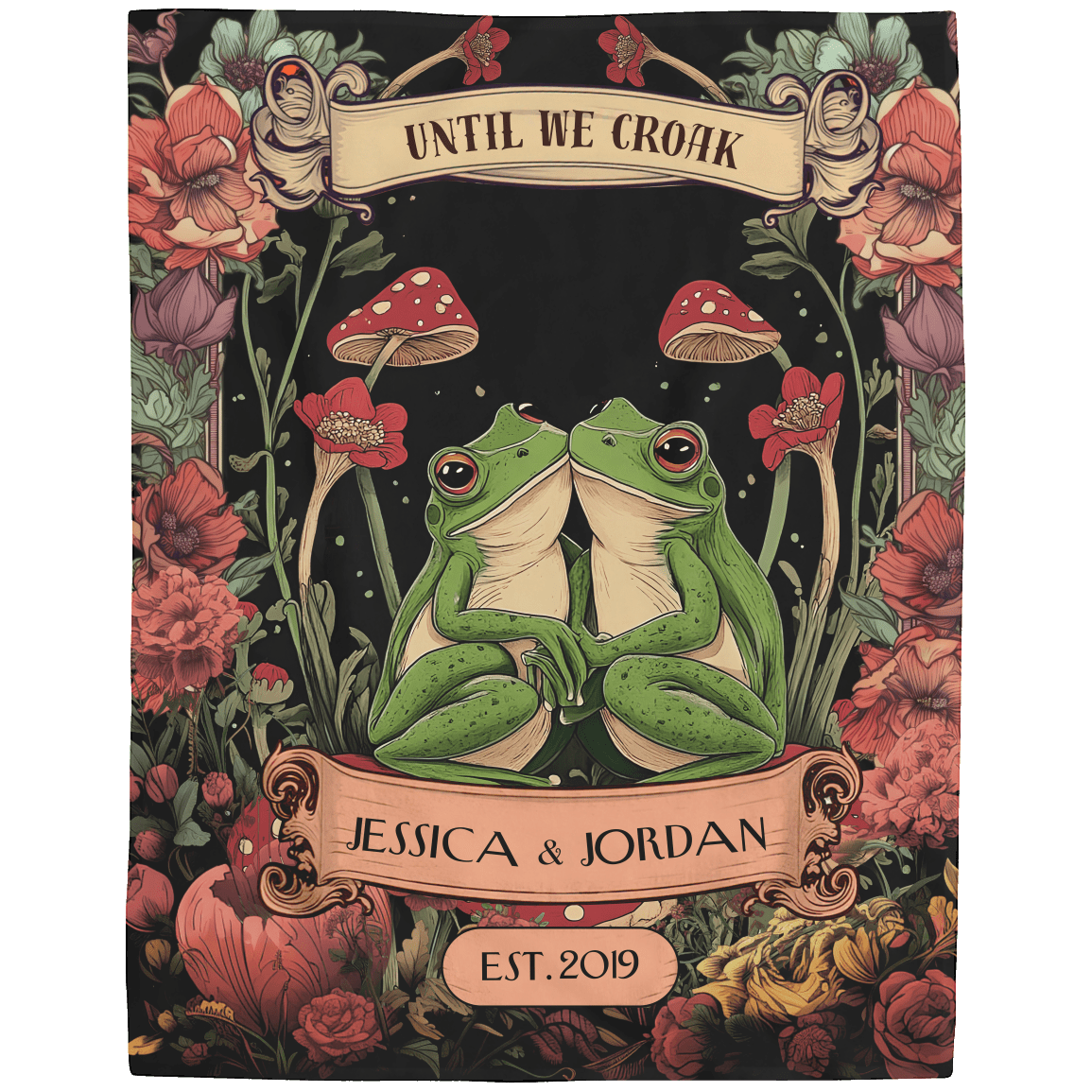 Gift for Couples Wife Husband Soulmate | Frogs in Love Blanket