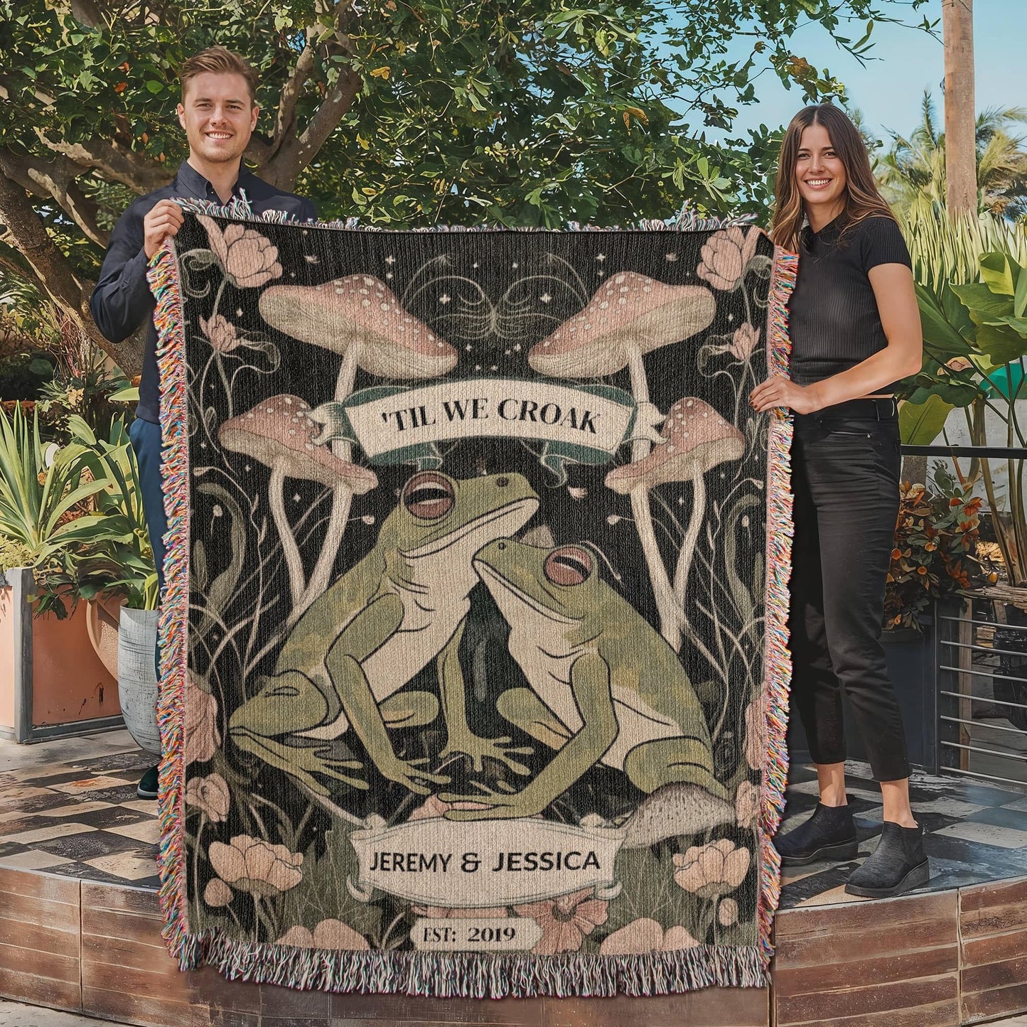 Gift for Couples Wife Husband Soulmate | 'Til We Croak |Blanket