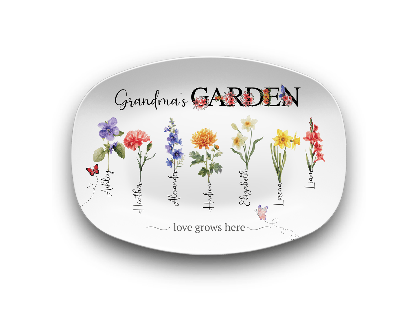Personalized Birth Flower Garden | Platter