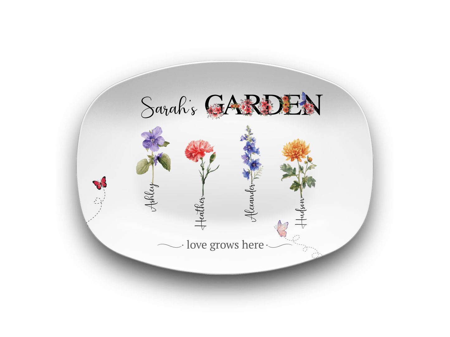Personalized Birth Flower Garden | Platter