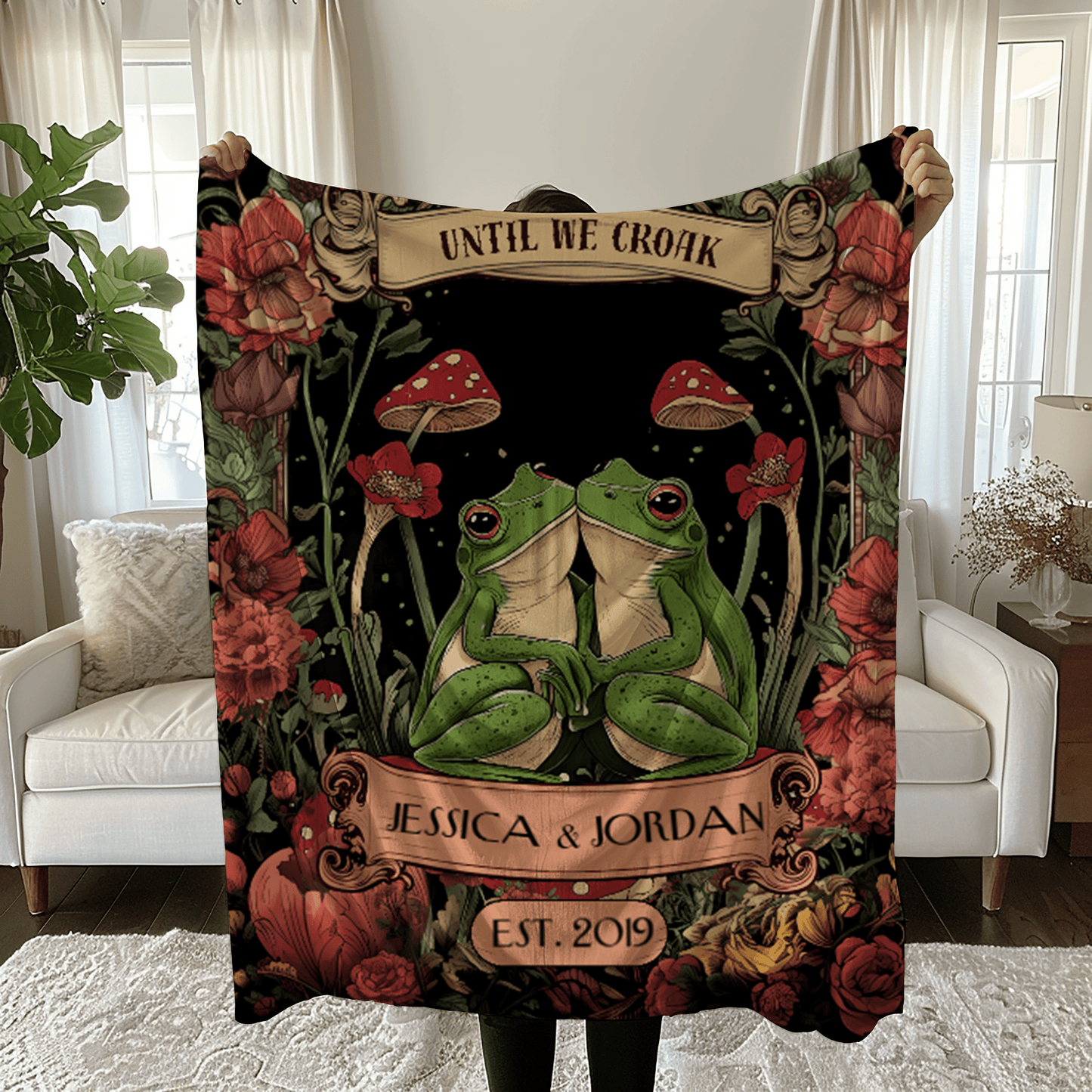 Gift for Couples Wife Husband Soulmate | Frogs in Love Blanket