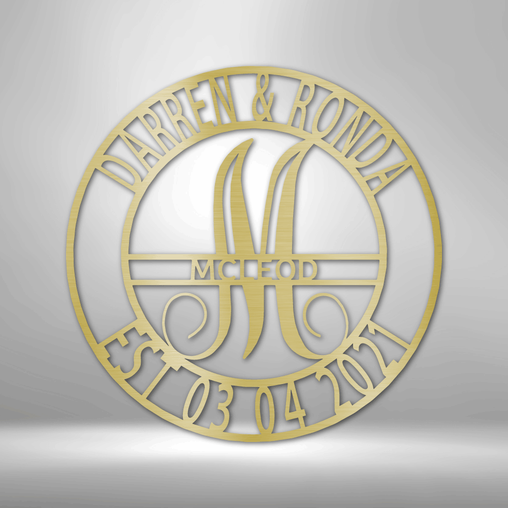 Gold Metal art for couples with personalized names and dates. Perfect for couples, weddings, anniversaries