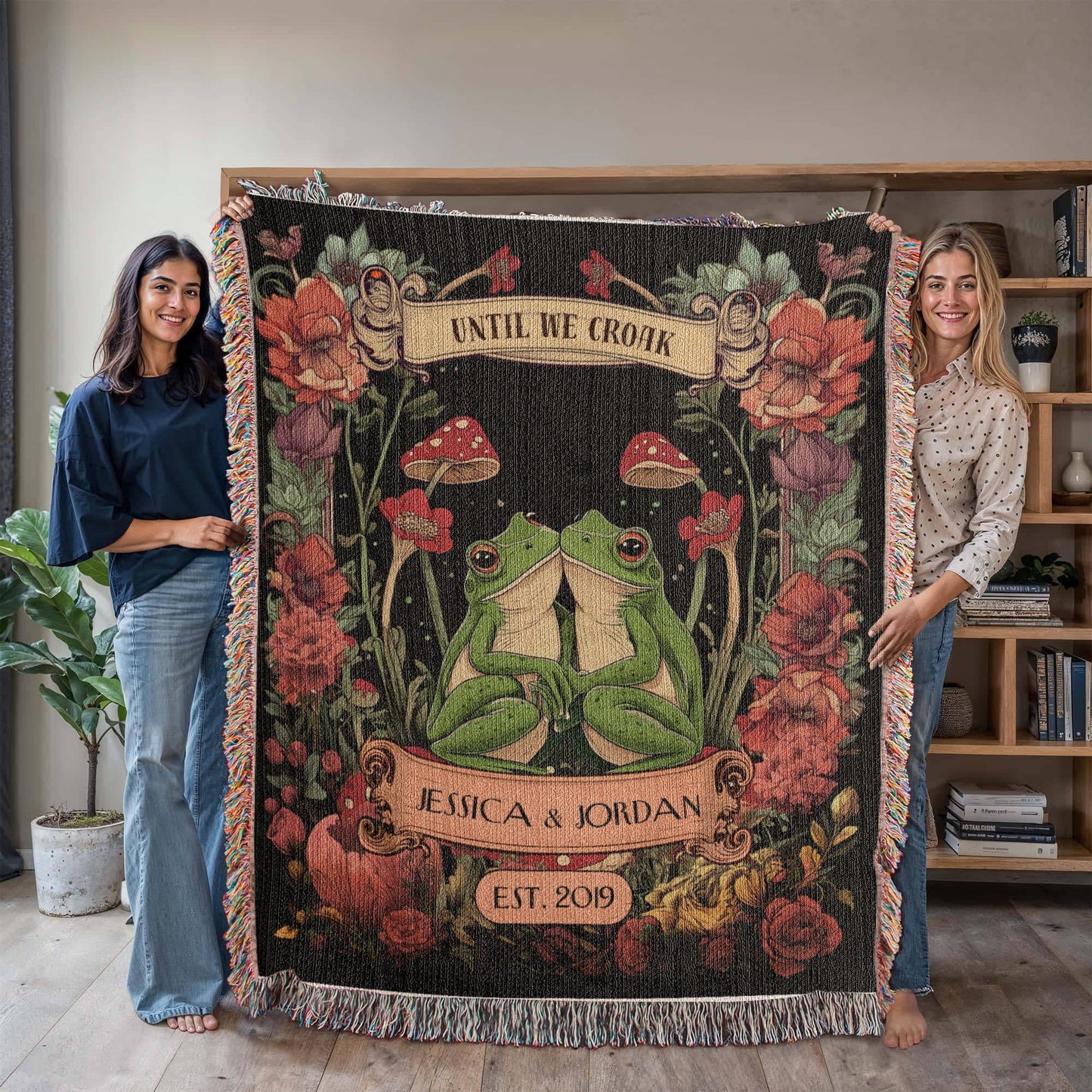 Gift for Couples Wife Husband Soulmate | Frogs in Love Blanket
