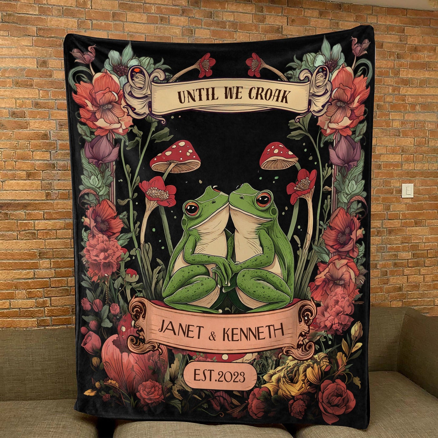Gift for Couples Wife Husband Soulmate | Frogs in Love Blanket