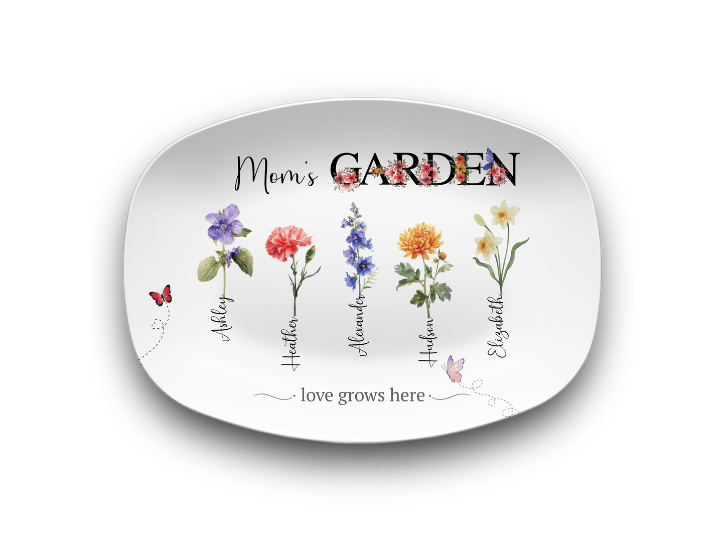 Personalized Birth Flower Garden | Platter