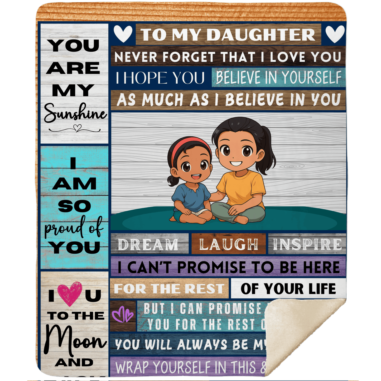 Custom Mom/Dad to Daughter Blanket | Personalized Character Fleece Throw