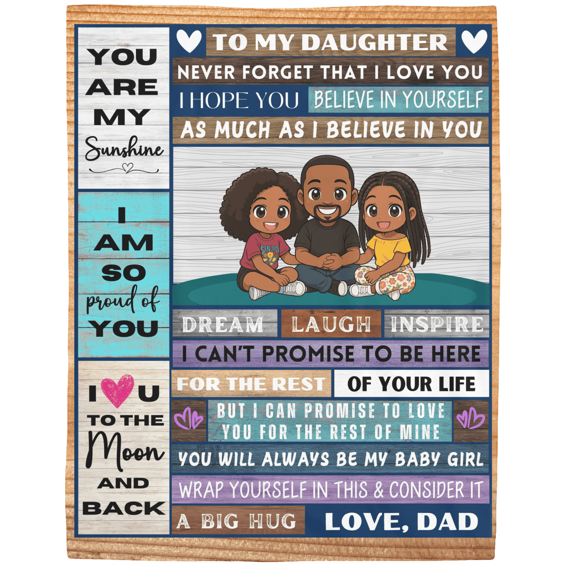 Custom Mom/Dad to Daughter Blanket | Personalized Character Fleece Throw