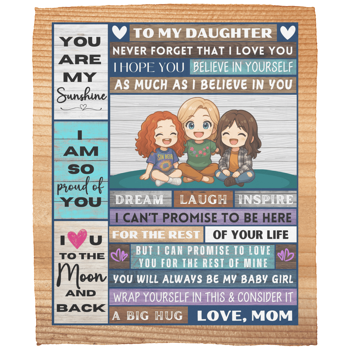 Custom Mom/Dad to Daughter Blanket | Personalized Character Fleece Throw