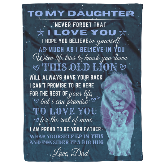 Gift to Daughter from Dad This Old Lion | Blanket