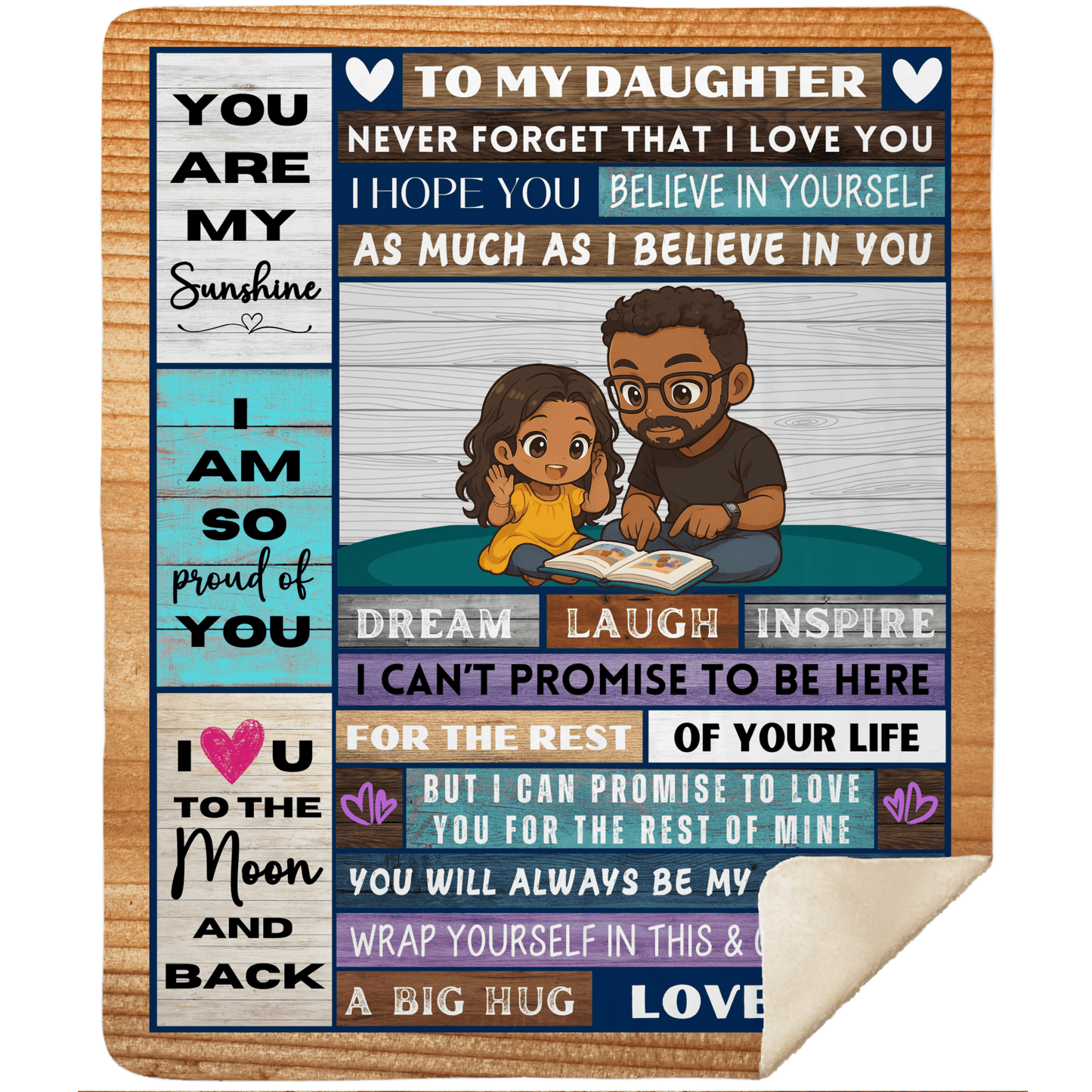 Custom Mom/Dad to Daughter Blanket | Personalized Character Fleece Throw