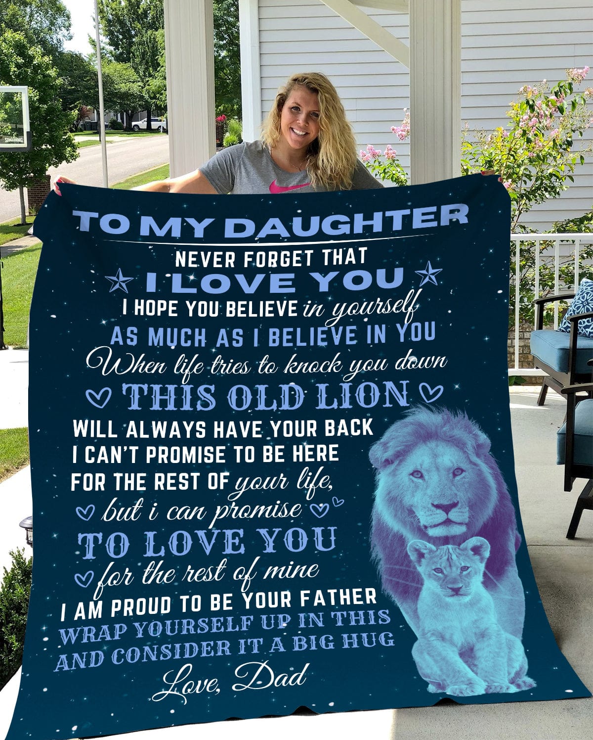 Gift to Daughter from Dad This Old Lion | Blanket