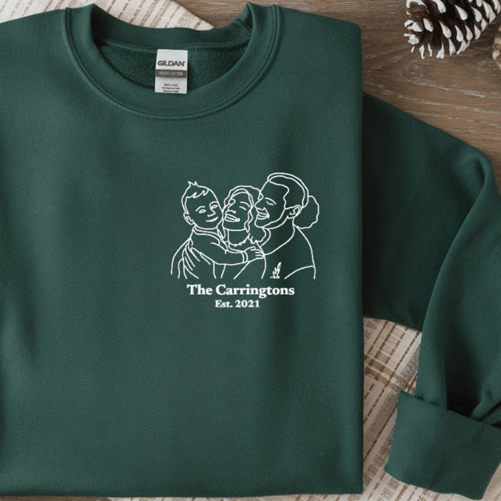 Custom Line Art Sweatshirt | Favorite Memory Photo Upload