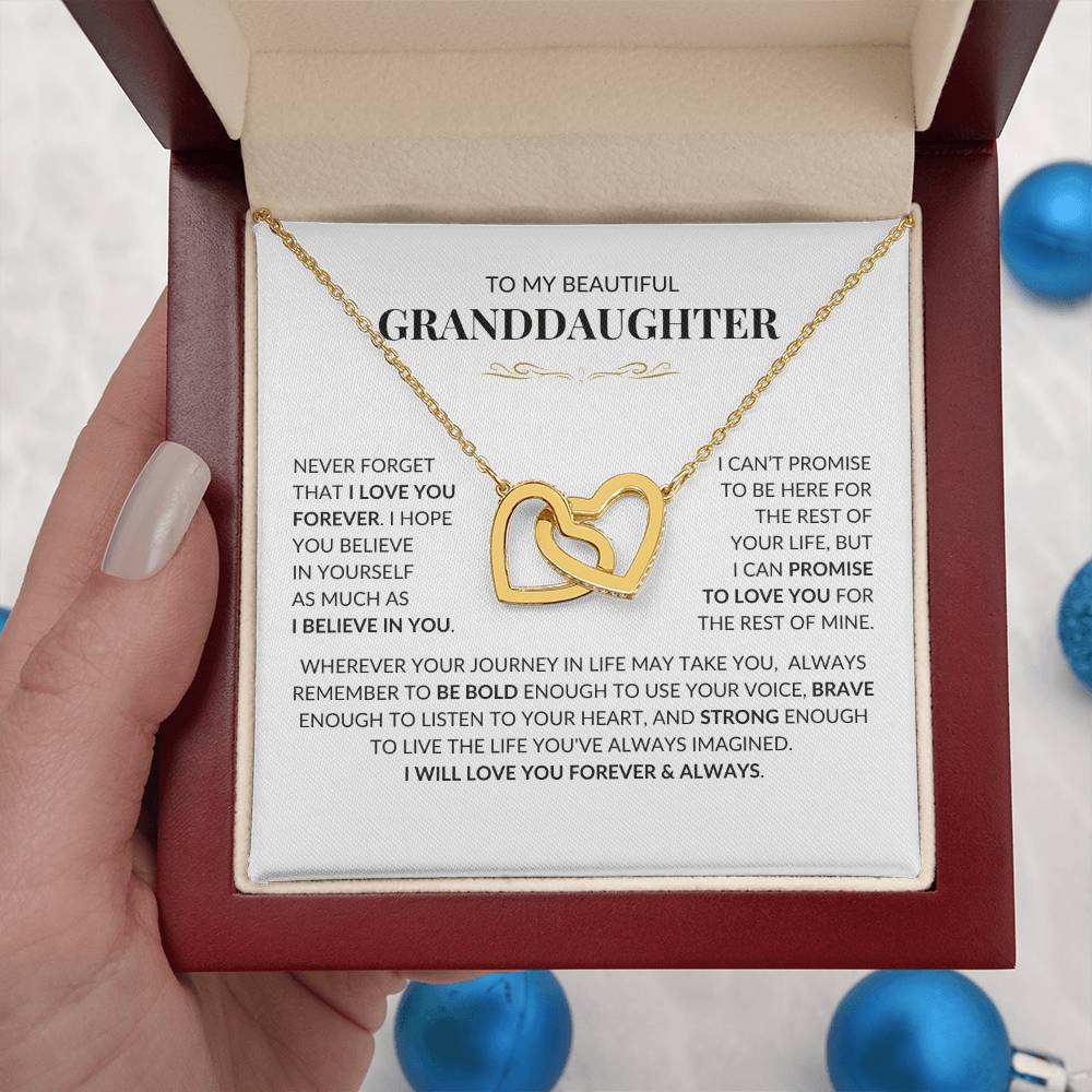 Gift for granddaughter message card necklace personalized