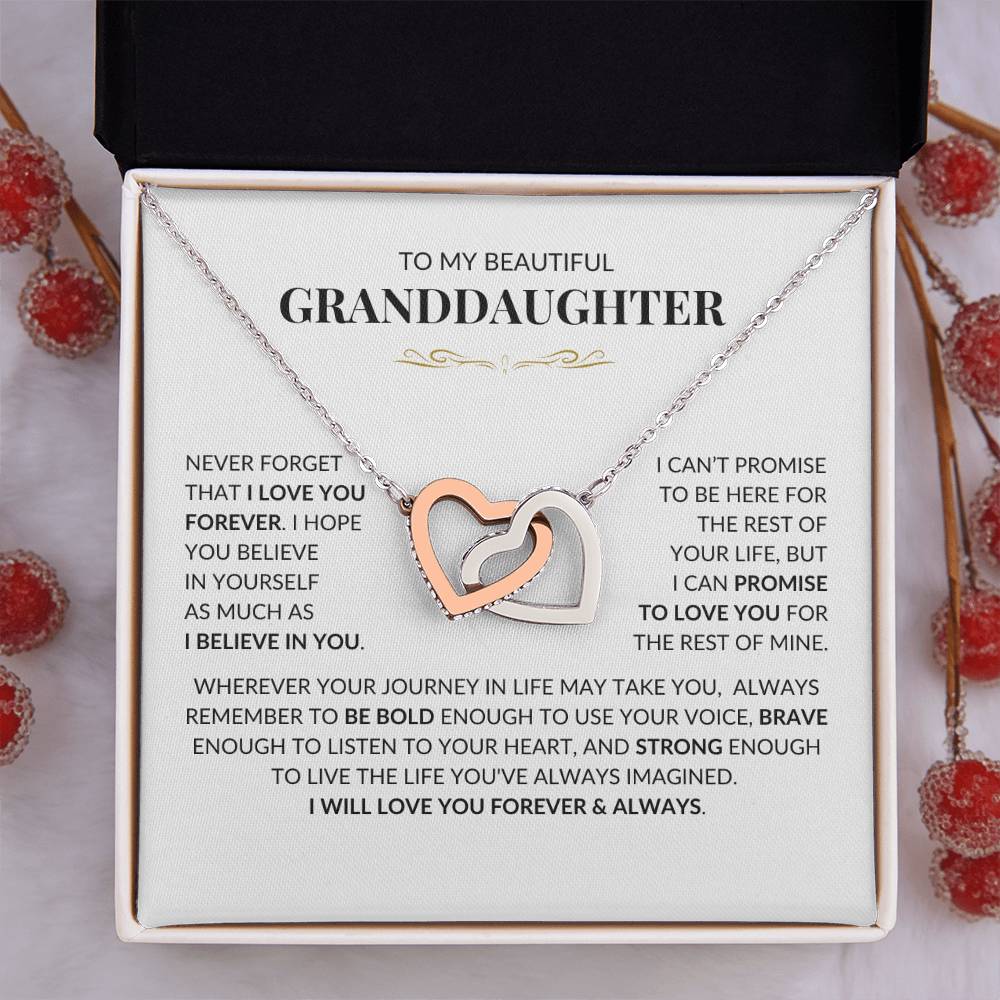 Gift for granddaughter message card necklace personalized