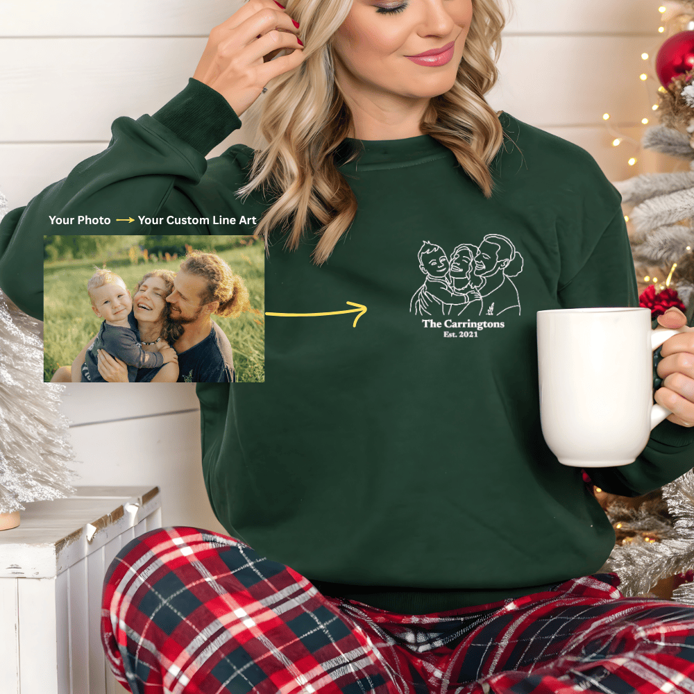 Custom Line Art Sweatshirt | Favorite Memory Photo Upload