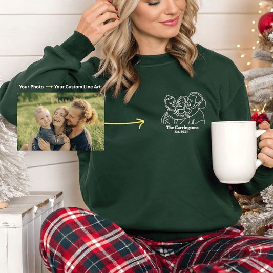 Custom Line Art Sweatshirt | Favorite Memory Photo Upload