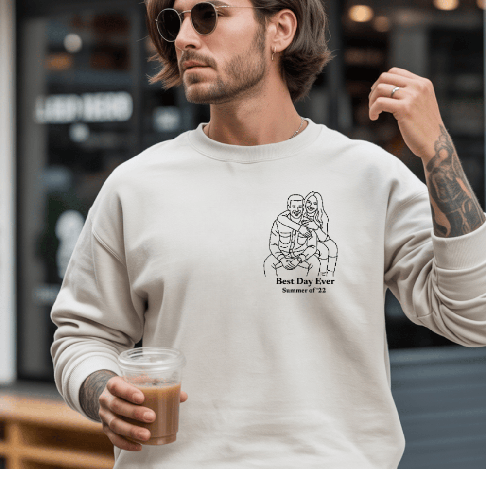 Custom Line Art Sweatshirt | Favorite Memory Photo Upload