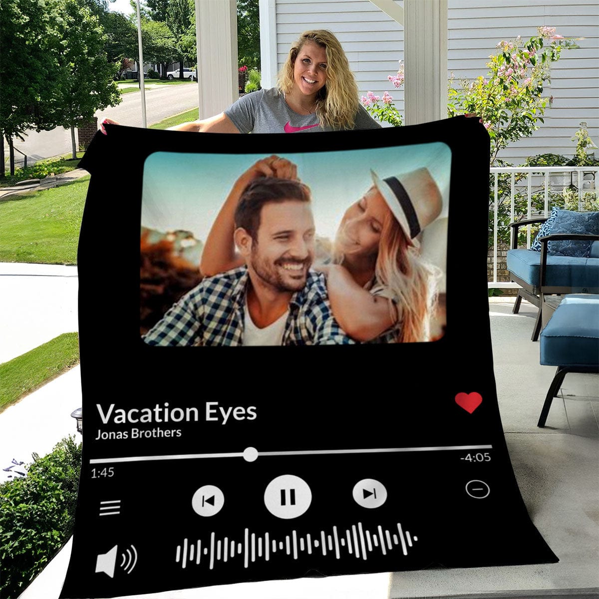 Personalized blanket for couples.