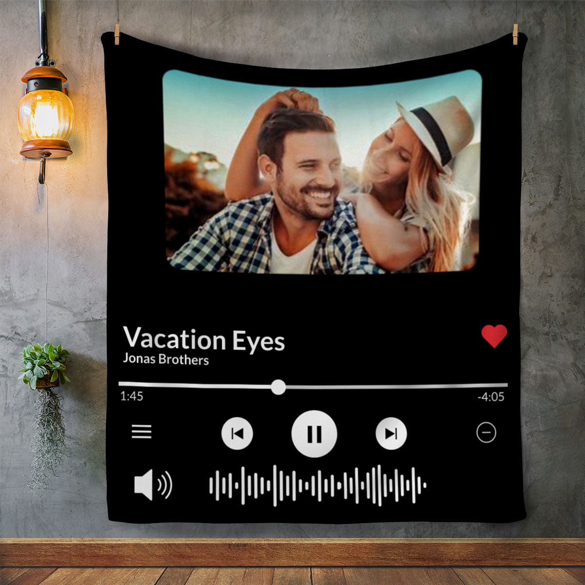 Personalized blanket for couples.