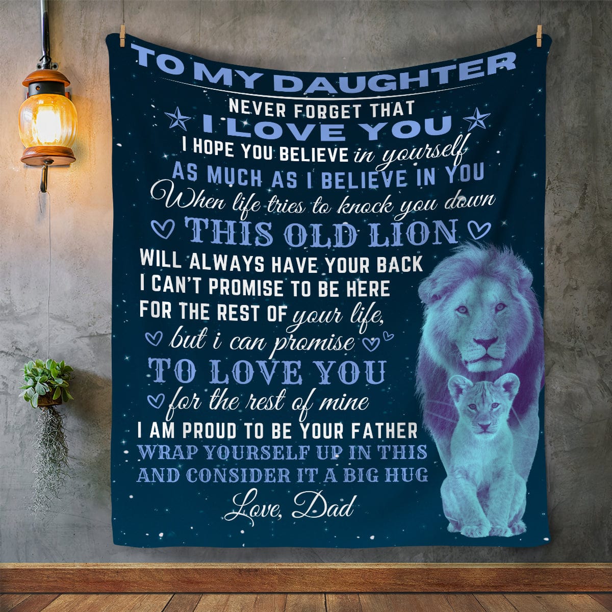 Gift to Daughter from Dad This Old Lion | Blanket