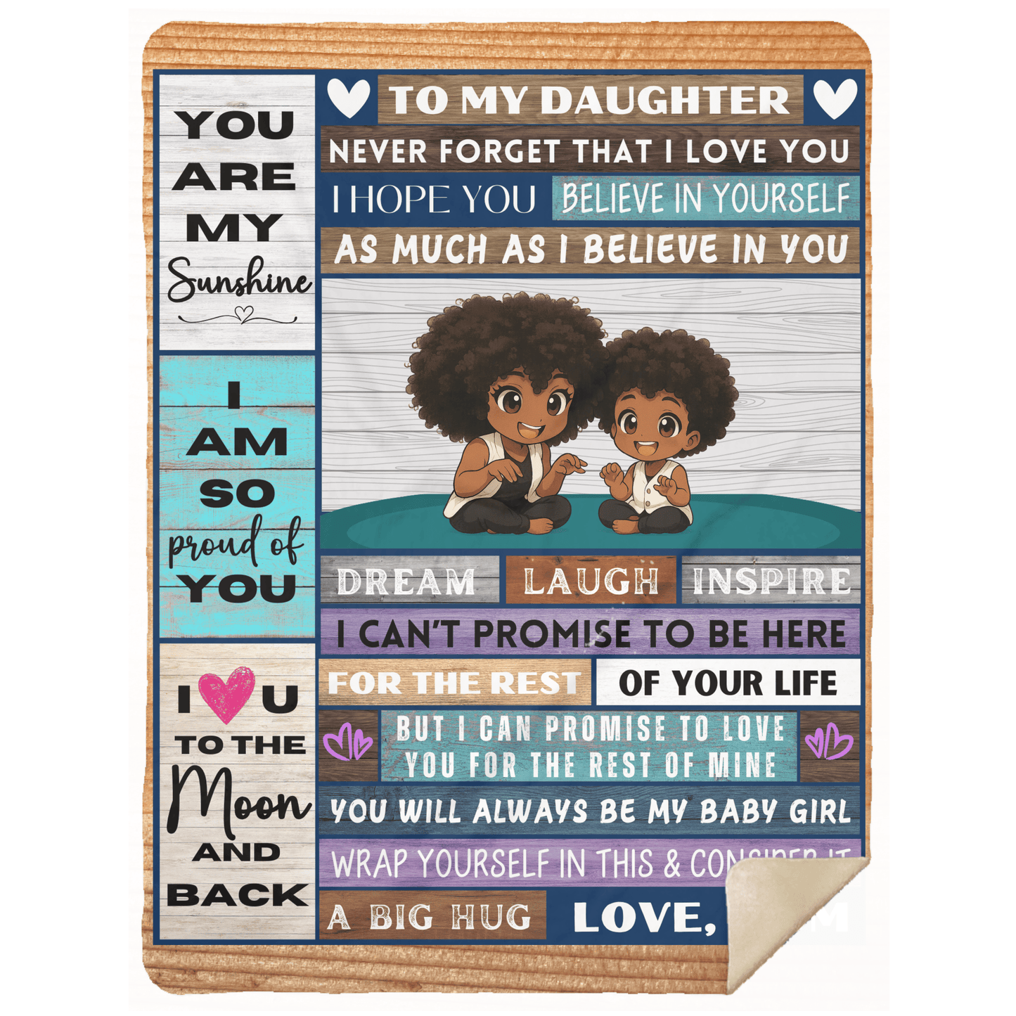Custom Mom/Dad to Daughter Blanket | Personalized Character Fleece Throw
