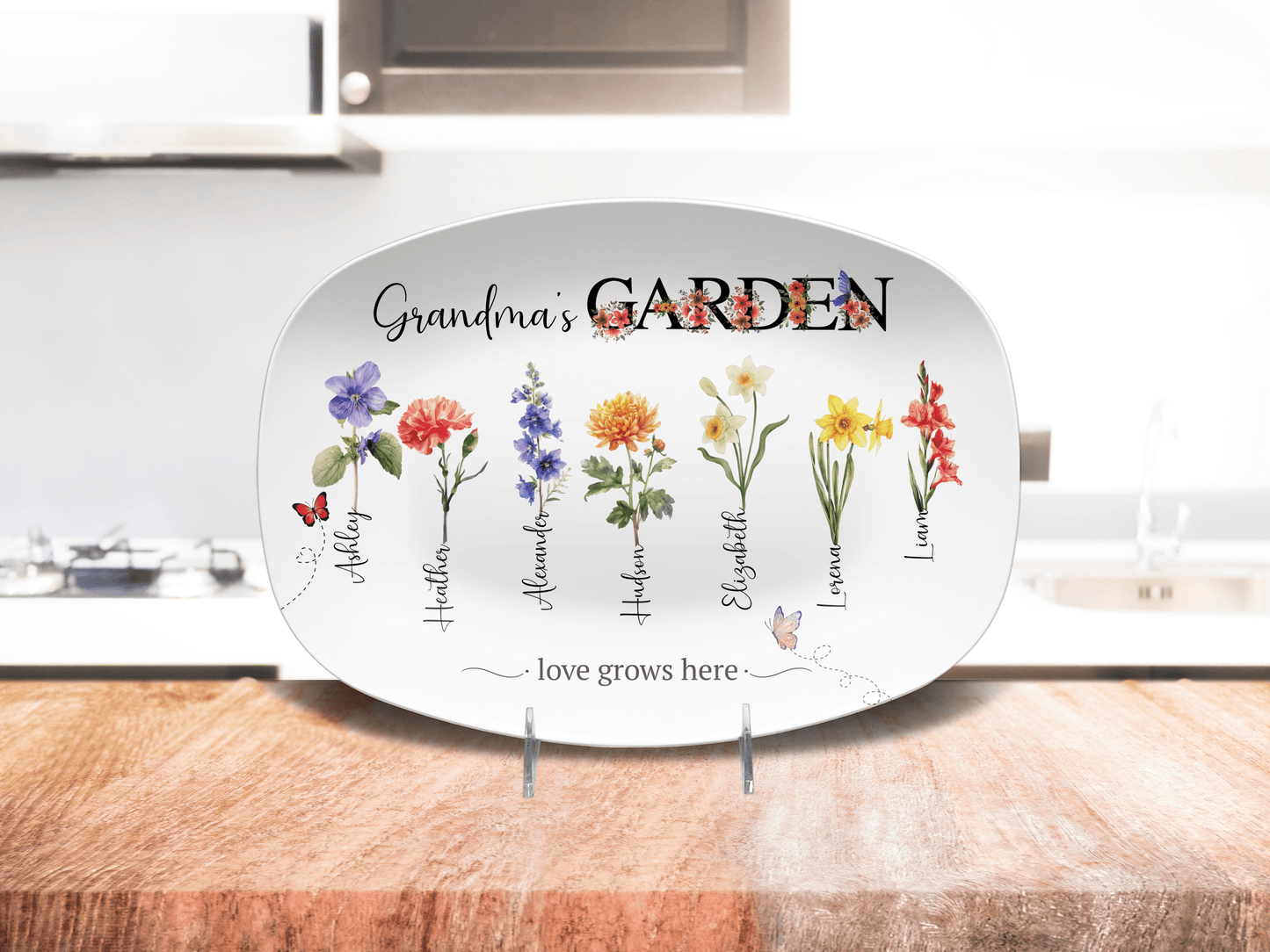 Personalized Birth Flower Garden | Platter