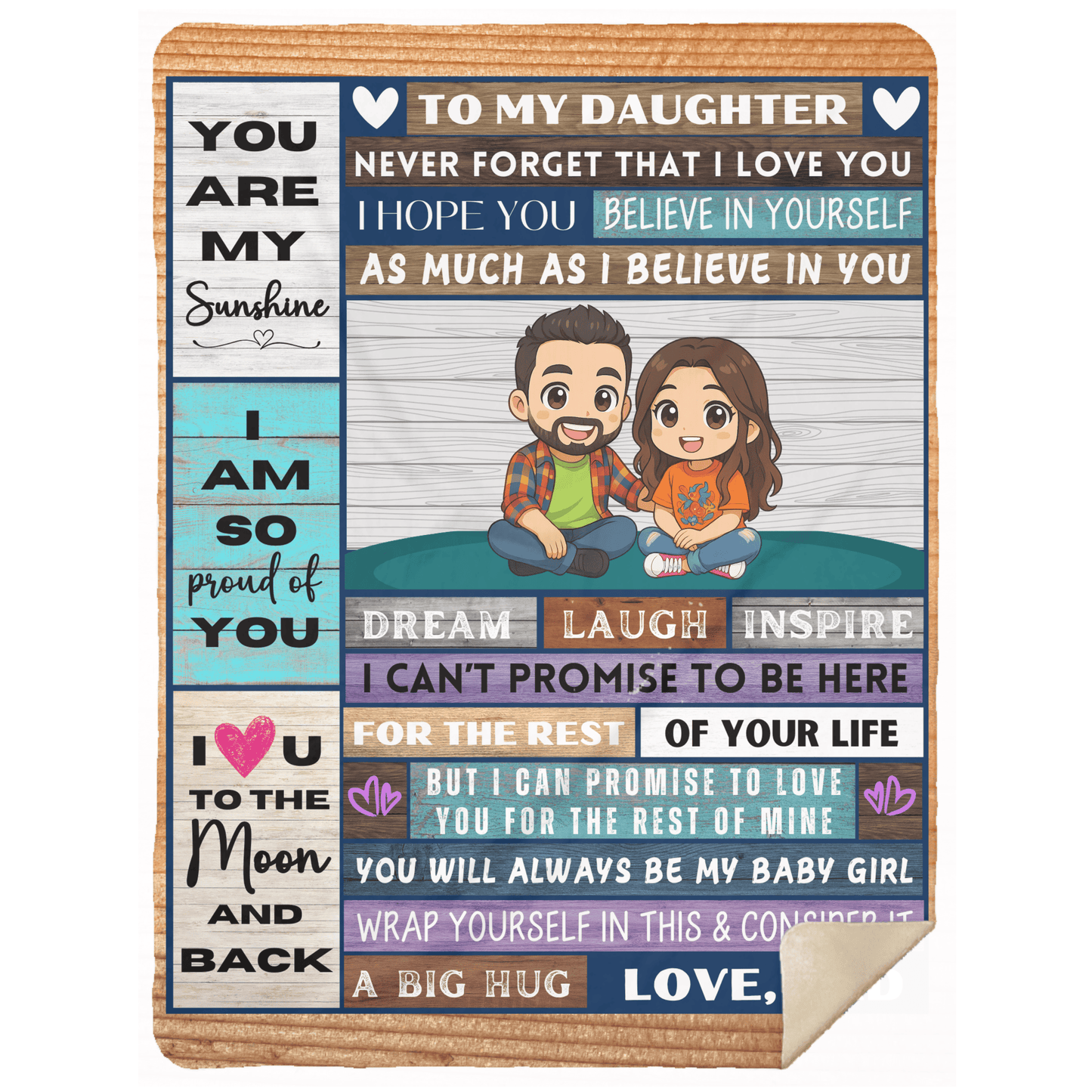 Custom Mom/Dad to Daughter Blanket | Personalized Character Fleece Throw