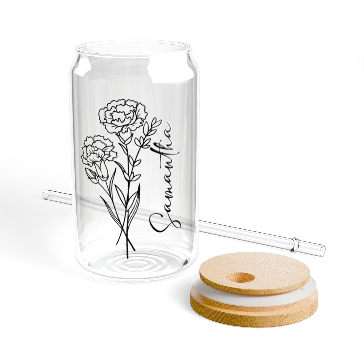 Personalized Birth Flower Coffee Cup with Straw